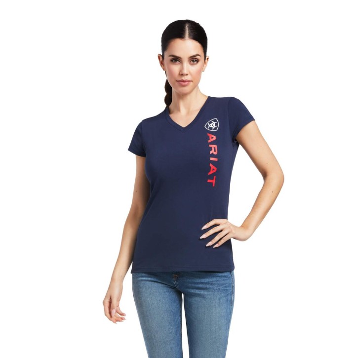 Ariat Damen T-shirt Vertical Logo navy M