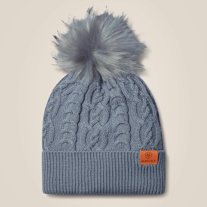 Ariat Norfolk Beanie Bommelmütze in Light Heather Grey