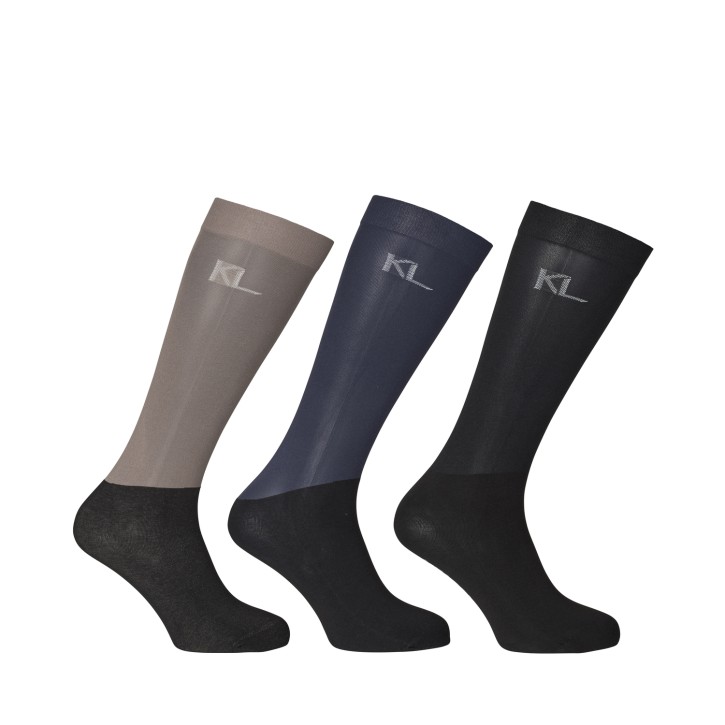 Kingsland KLAgnes Reitsocken 3er-Pack schwarz/blau/braun