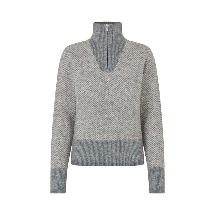Kingsland KLAudrey Damen Half-Zip Strickpullover Light Grey Melange