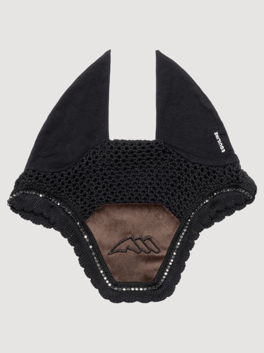 Equiline Eqenti Fliegenohren Velvet mit Strasssteinen Coffee Bean