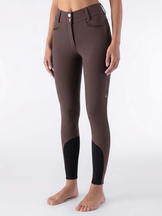 Equiline Eqcrystalef Damen Vollgrip Reithose Highwaist Cocoa Powder
