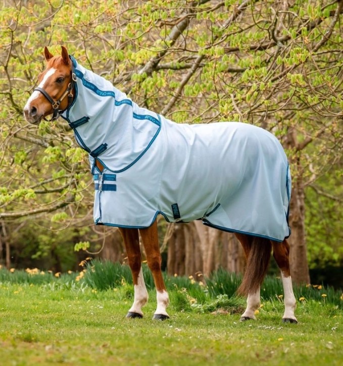 Horseware Amigo Fliegendecke Bug Rug Plus Azure Blue/Navy & Electric Blue