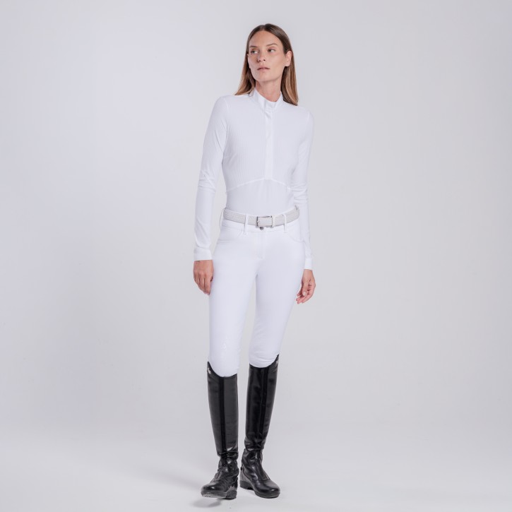 Cavalleria Toscana Langarm-Turniershirt Damen Weiß