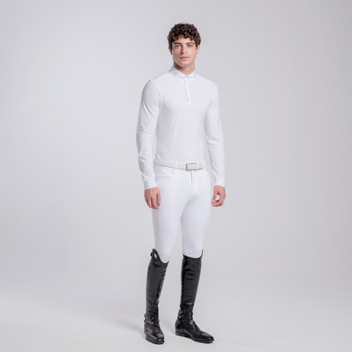 Cavalleria Toscana Langarm-Turniershirt Herren Weiß