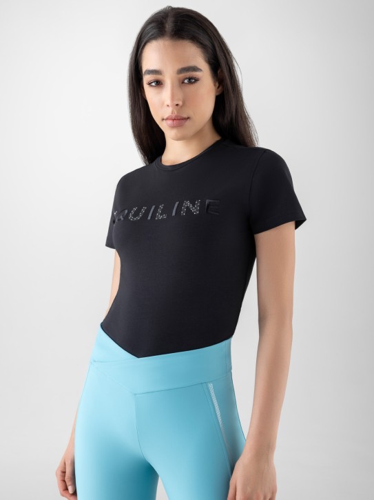 Equiline Damen T-Shirt Gelig Schwarz
