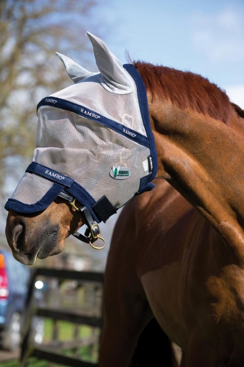 Horseware Rambo Plus Fliegenmaske Silber/Navy
