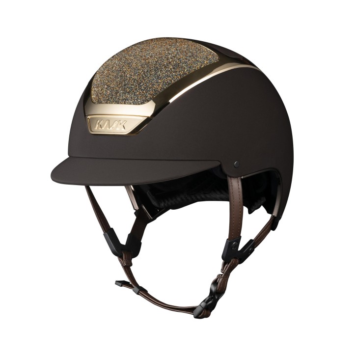 Kask Dogma Chrome Light Braun Gold Swarovski Carpet m. Inlay