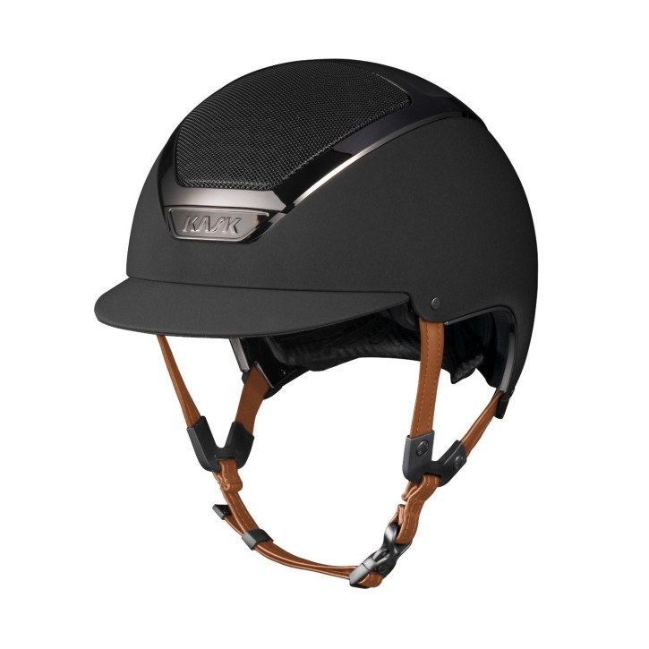 Kask Reithelm Dogma Chrome Schwarz beige Kinnriemen