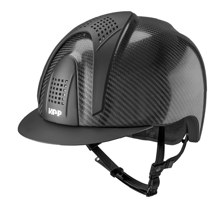 KEP Carbon Reithelm E-LIGHT mit Opaque inserts glänzend schwarz