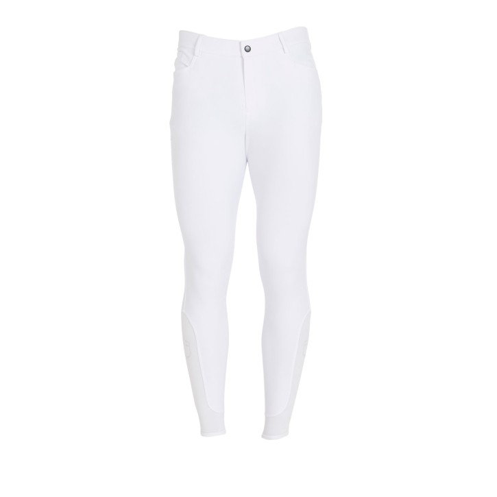 Herrenreithose Slim-Fit von Equestro - Kniegrip, Weiß