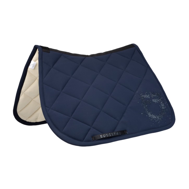 Equestro Springschabracke mit mit Strass-Logo - Navy FULL