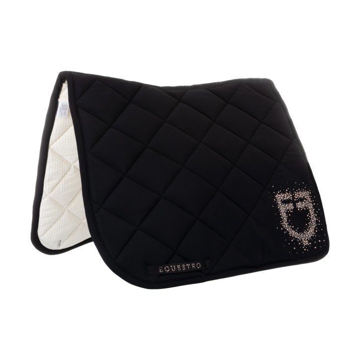 Dressurschabracke von Equestro mit Logo aus Glitzer - Schwarz FULL