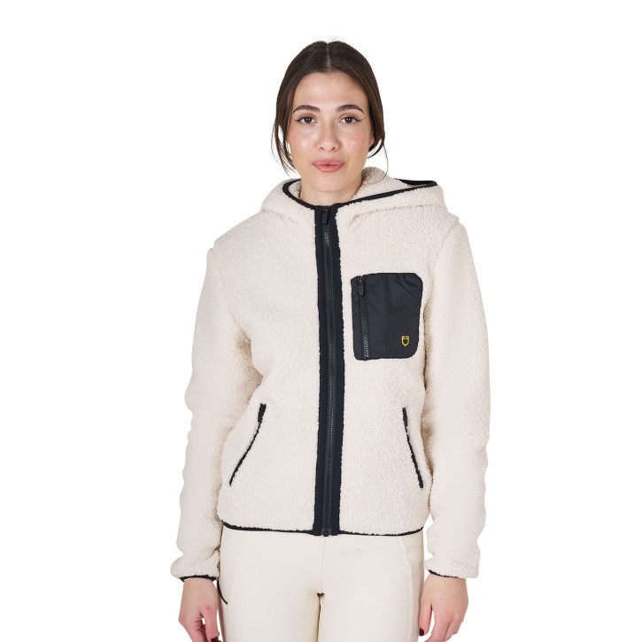 Damenjacke von Equestro aus Fleece im Teddy-Look - Antique White