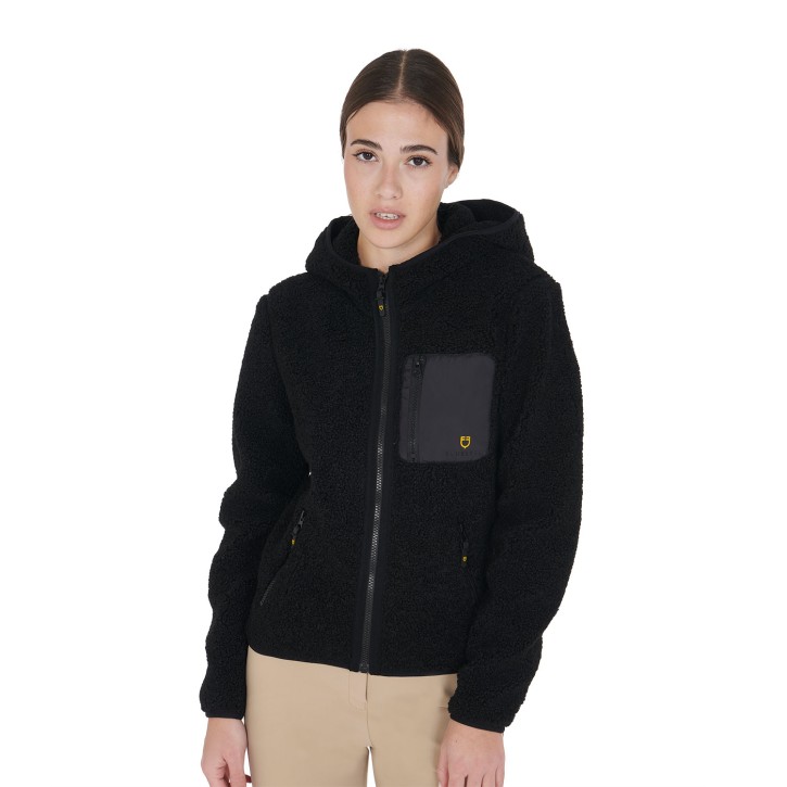 Damenjacke von Equestro aus Fleece im Teddy-Look - Schwarz