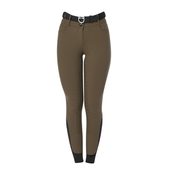 Damenreithose Highwaist von Equestro - Vollgrip, Walnut