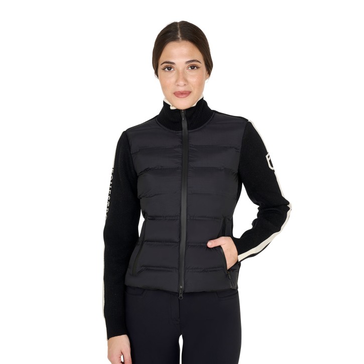 Damen Hybridjacke von Equestro mit Einsätzen aus Wolle - Schwarz