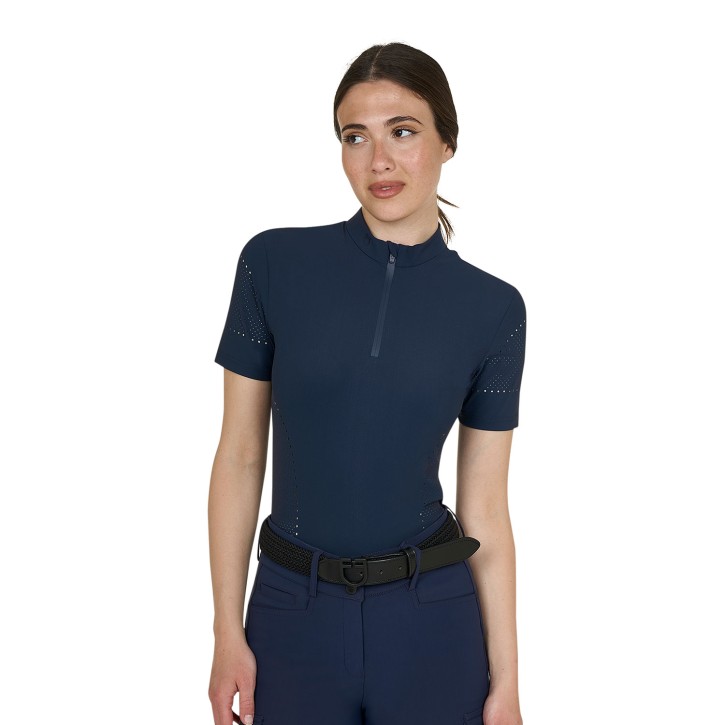 Equestro Trainingsshirt Damen - Navy, perforiert