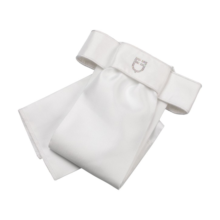Equestro Plastron mit Glitzersteinen weiß