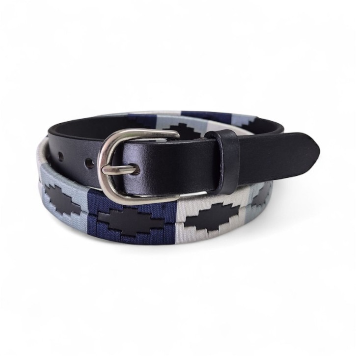 Horka Ledergürtel blau/hellblau/weiß