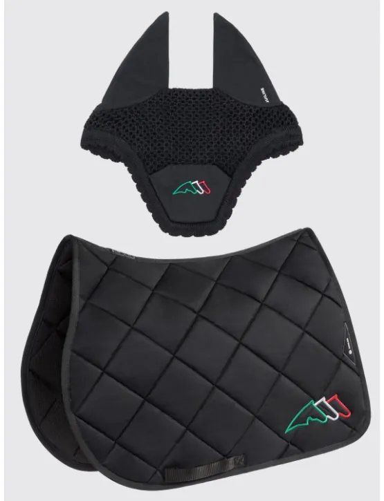Equiline Spring Schabracke EQ Tricolore mit Fliegenmütze Schwarz