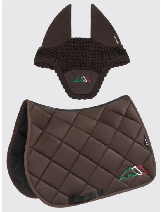 Equiline Spring Schabracke EQ Tricolore mit Fliegenmütze Braun