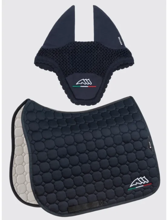 Equiline Dressur Schabracke EQ Flaggy mit Fliegenmütze Blau