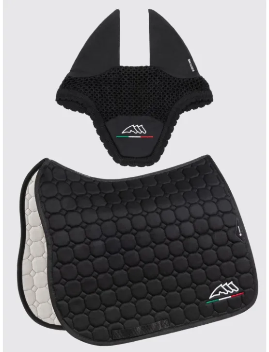Equiline Dressur Schabracke EQ Flaggy mit Fliegenmütze Schwarz