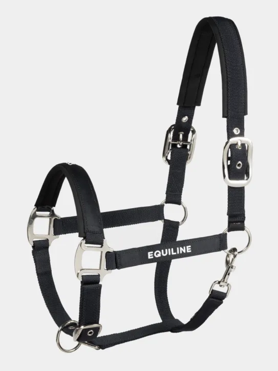 Equiline Halfter mit gummiertem Logo Terry Schwarz