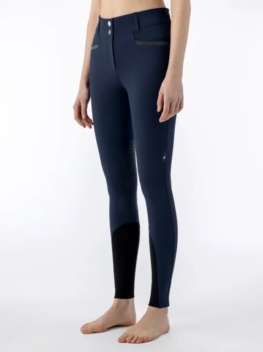 Equiline Damen Kniegrip Reithose Highwaist Crystalek blau