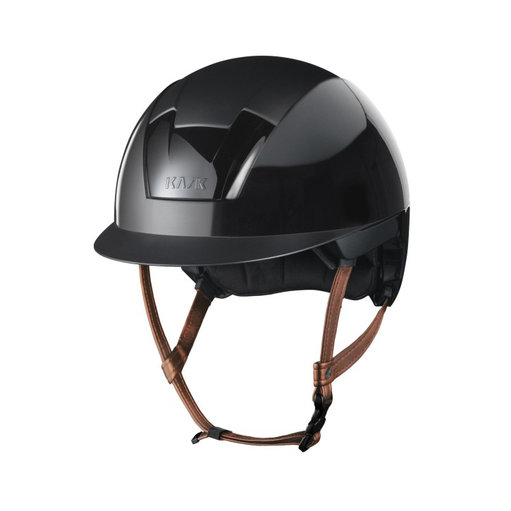 KASK KOOKI Reithelm m. Inlay Glänzend Schwarz - Beiger Kinnriemen