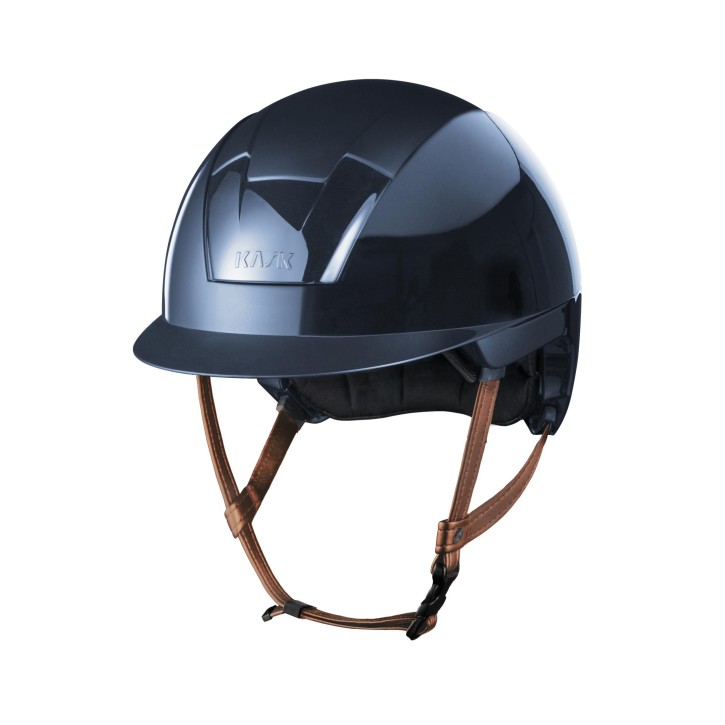 KASK KOOKI Reithelm m. Inlay Glänzend Navy - Beiger Kinnriemen
