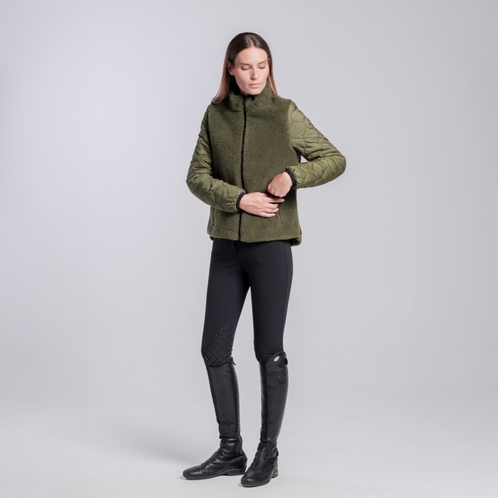 Cavalleria Toscana Zip Teddyfleece-Jacke Damen Winter Moos