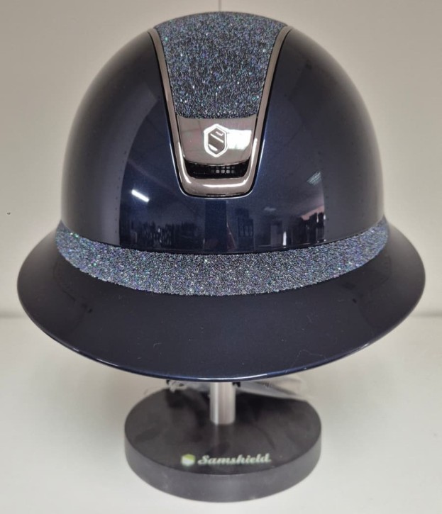Samshield Miss Shadowglossy 2.0 blau – Reithelm mit Crystal Fabric Top & Frontal Band Paradise Shine