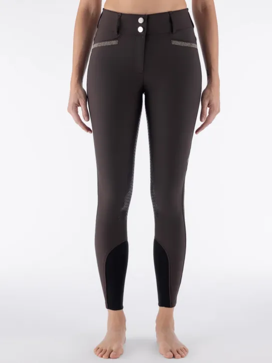 Equiline Eqcrystalef Damen Vollgrip Reithose Highwaist Coffee Bean