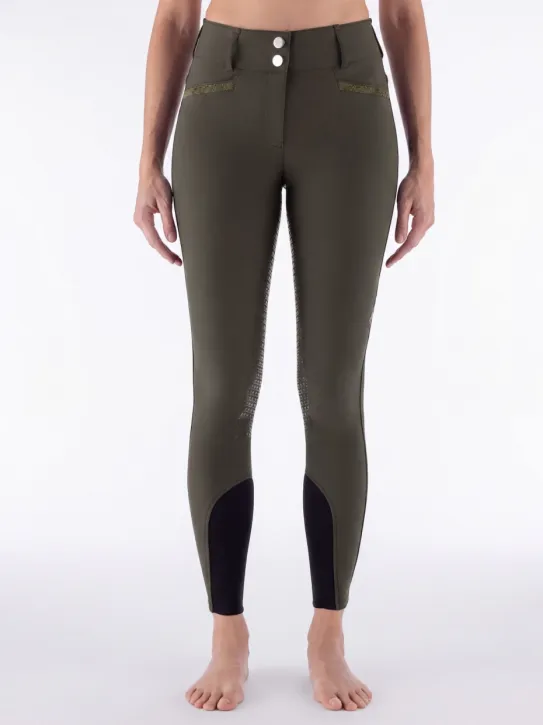 Equiline Eqcrystalef Damen Vollgrip Reithose Highwaist Olive Night