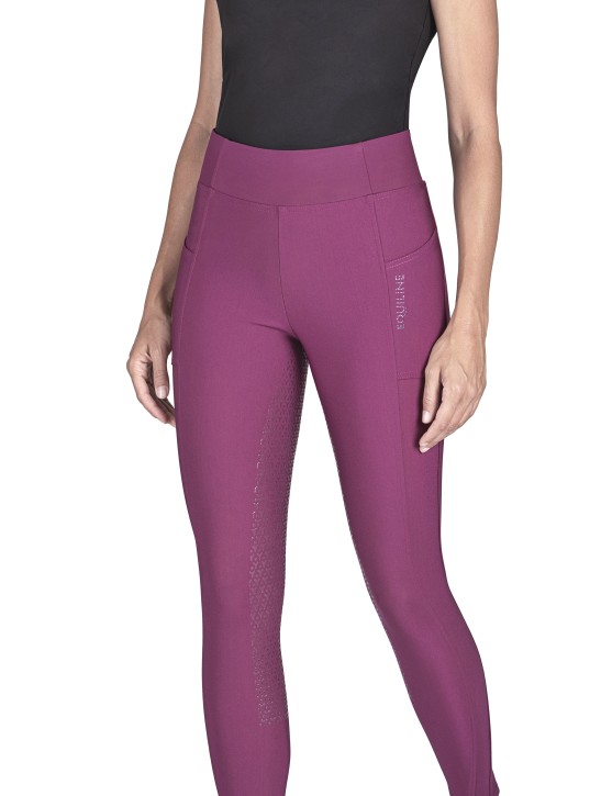 Equiline Damenleggings Gellef Fullgrip mit hohem Bund wood violet S