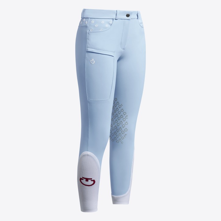 Cavalleria Toscana Junior Reithose Embroidery Kniegrip blue fog