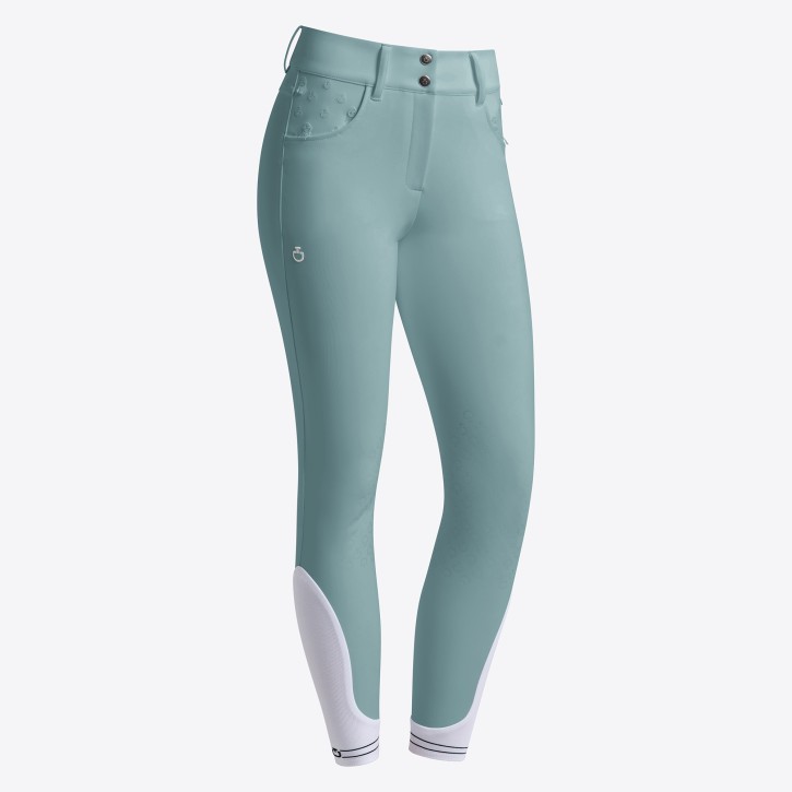 Cavalleria Toscana Damen Reithose Kniegrip mit gesticktem Logo light teal green