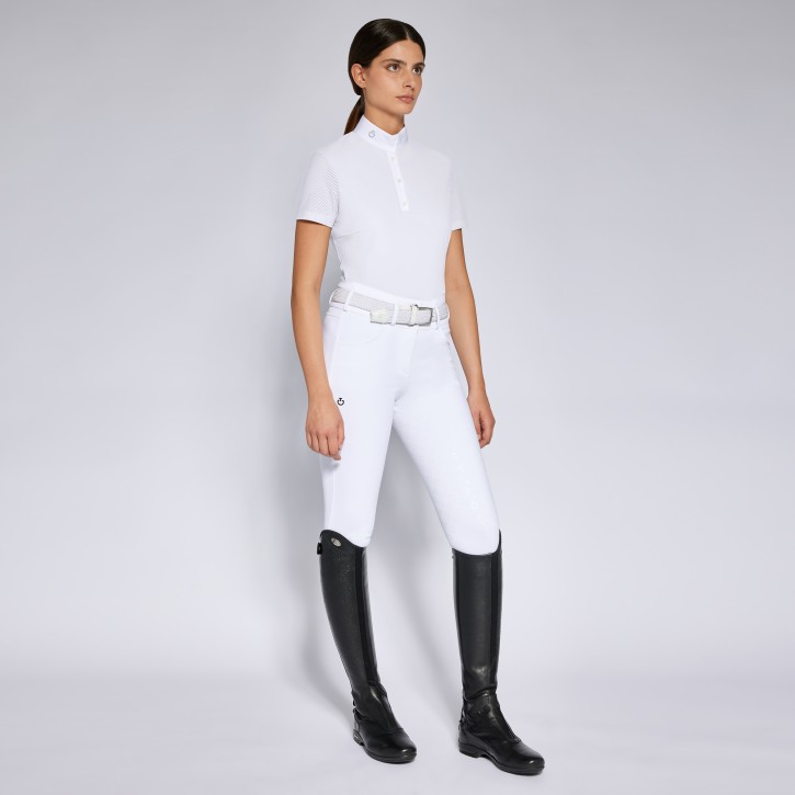 Cavalleria Toscana Damen Turniershirt Jersey kurzarm perforated weiß S