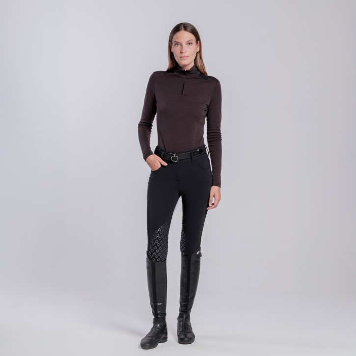 Cavalleria Toscana Langarm-Trainingsshirt Damen Espresso