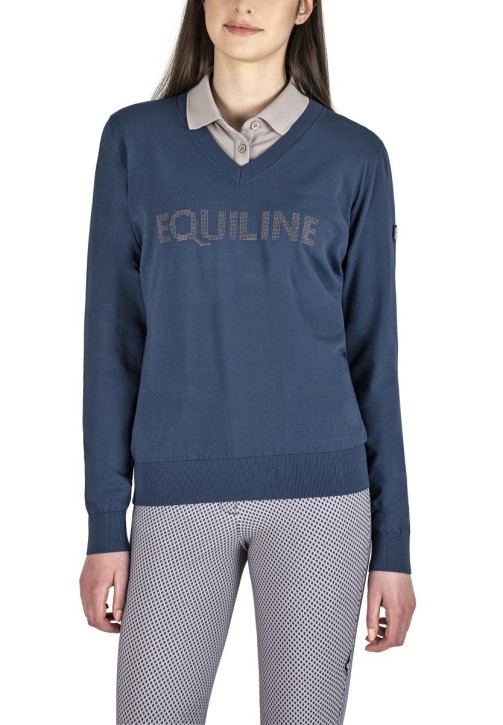 Equiline Damen-Pullover mit V-Ausschnitt Eleonore diplomatic blue S