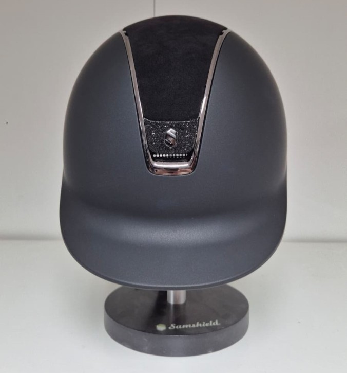 Shadowmatt 2.0 Reithelm Schwarz – Crystal Fabric Black & Top Alcantara
