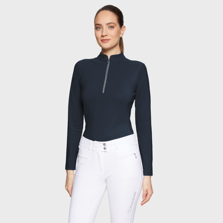 Samshield Damen Trainingsshirt Brunella Navy – Reitshirt Langarm