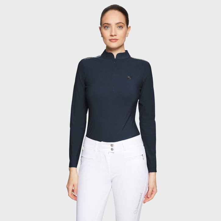 Samshield Damen Trainingsshirt Brunella Premium Navy – Reitshirt Langarm