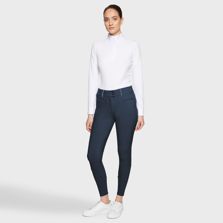 Samshield Clara Premium Reithose Damen navy – Hohe Taille und Vollgrip