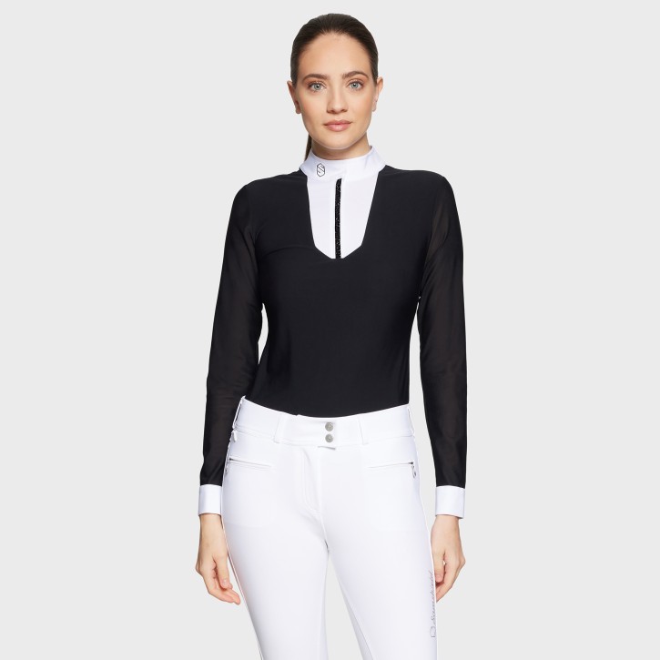 Samshield Faustine Premium Damen-Turniershirt – Schwarz, Langarm, elegant