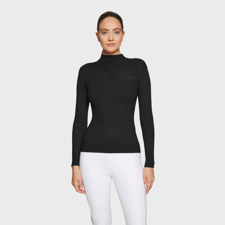 Damenpullover Lidia von Samshield – Schwarz, hoher Kragen