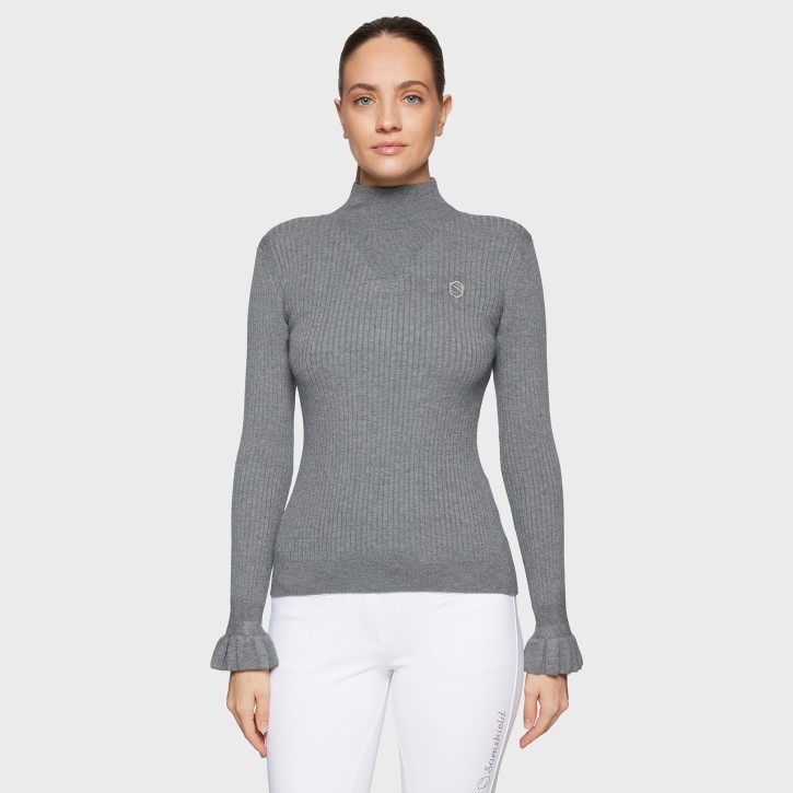 Damenpullover Lidia Ruffle von Samshield – Ore, hoher Kragen, Rüschenärmel