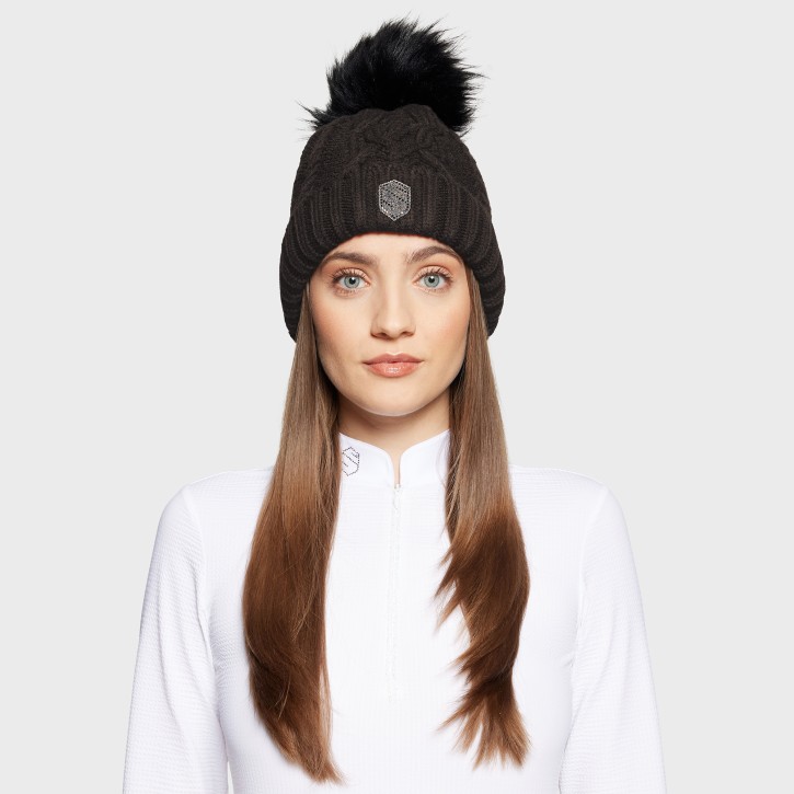 Samshield Damenmütze Nora Crystal Intarsia mit Bommel Mocha